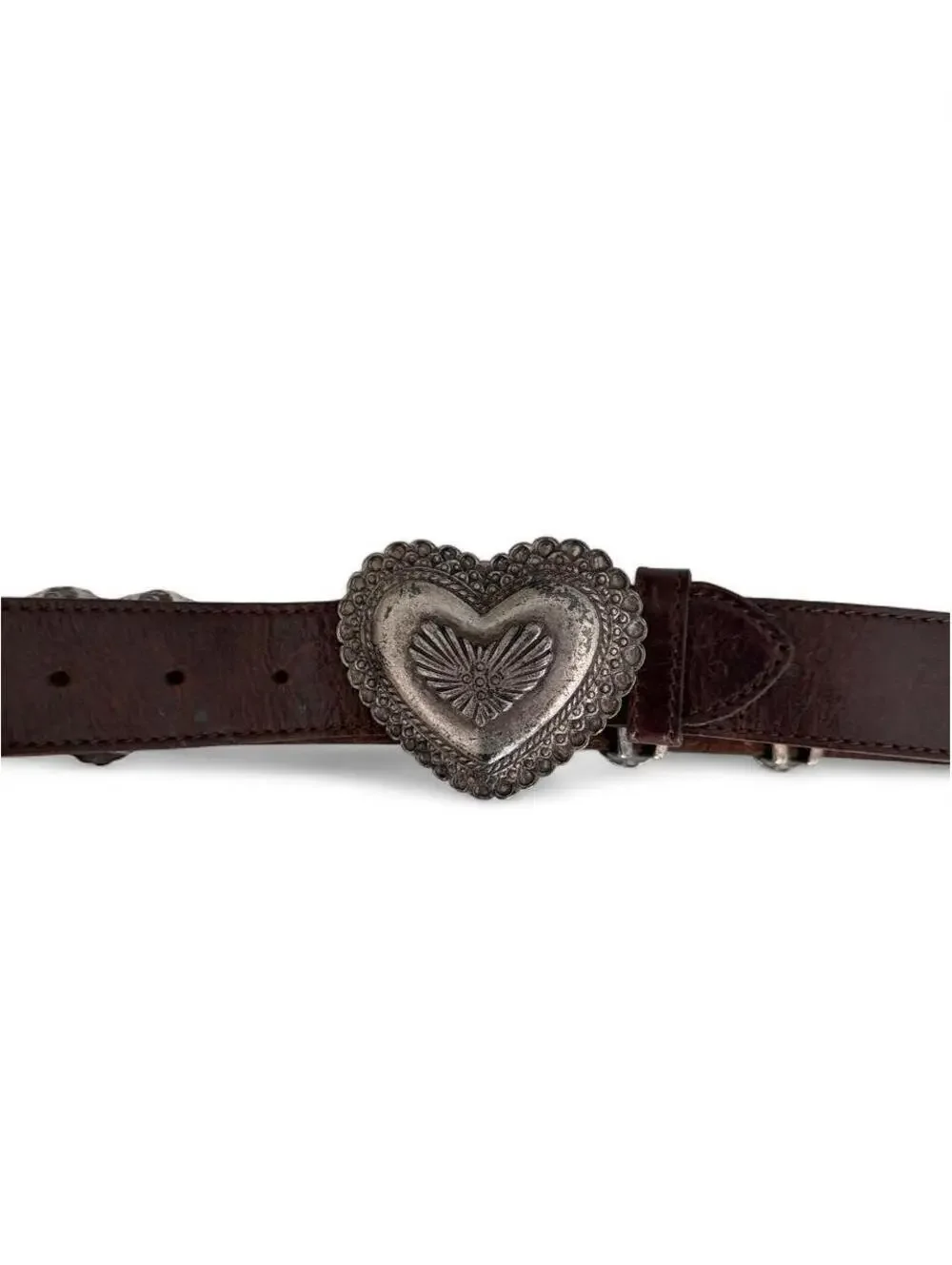 Vintage Genuine Leather Heart Concho Belt